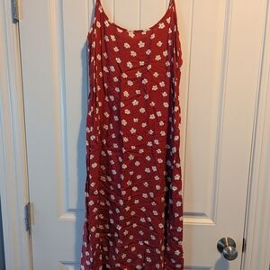 SOLD Reformation Mariah Midi Slip Dress Red With White Flower Print